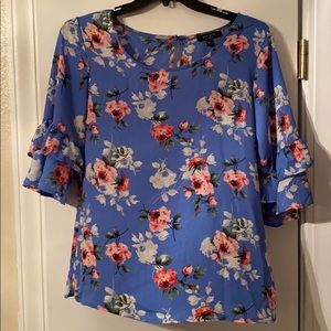 Floral Blouse with Flowy Bell Sleeves
